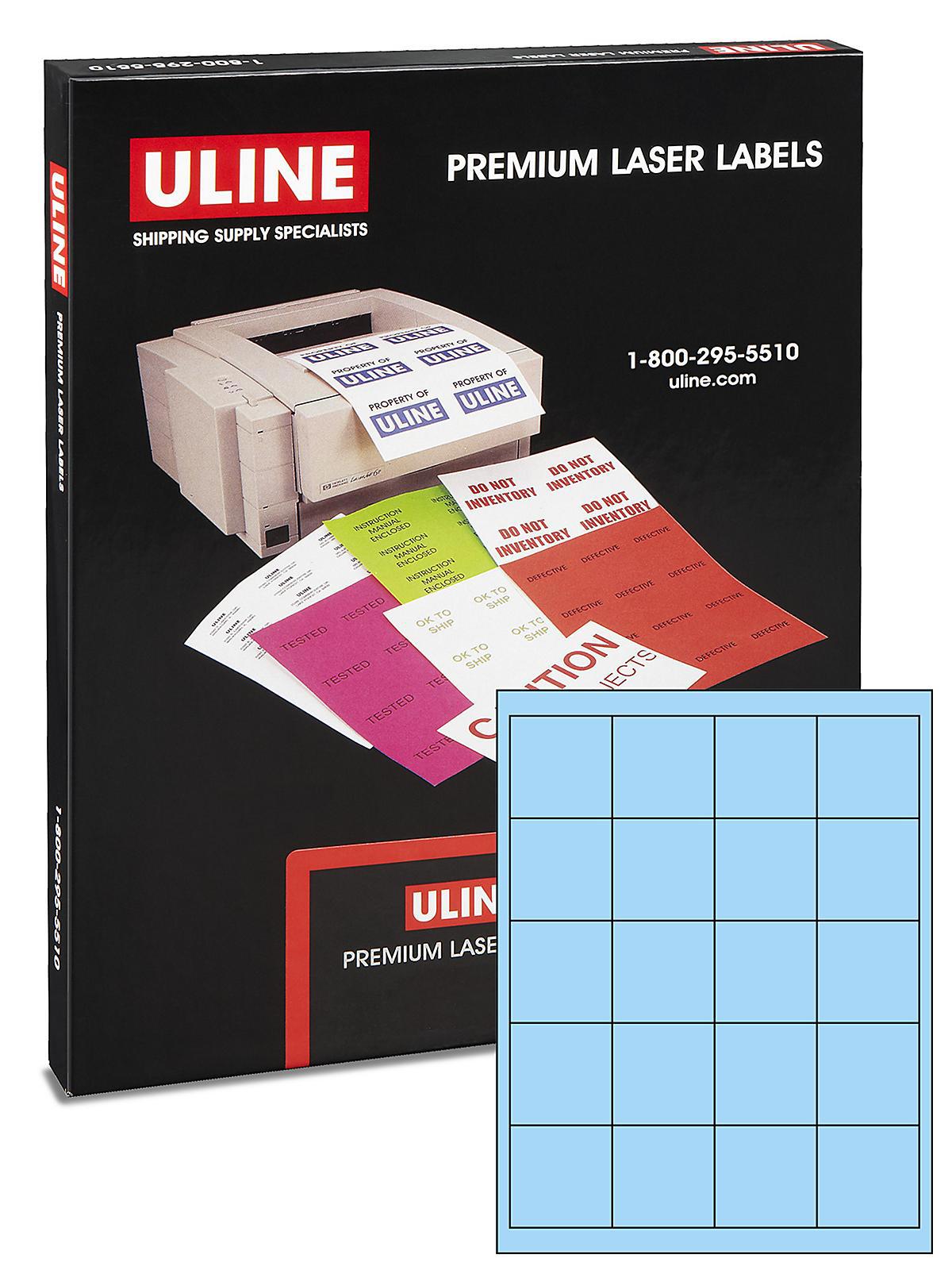 Uline Laser Labels - Pastel Blue, 2 x 2