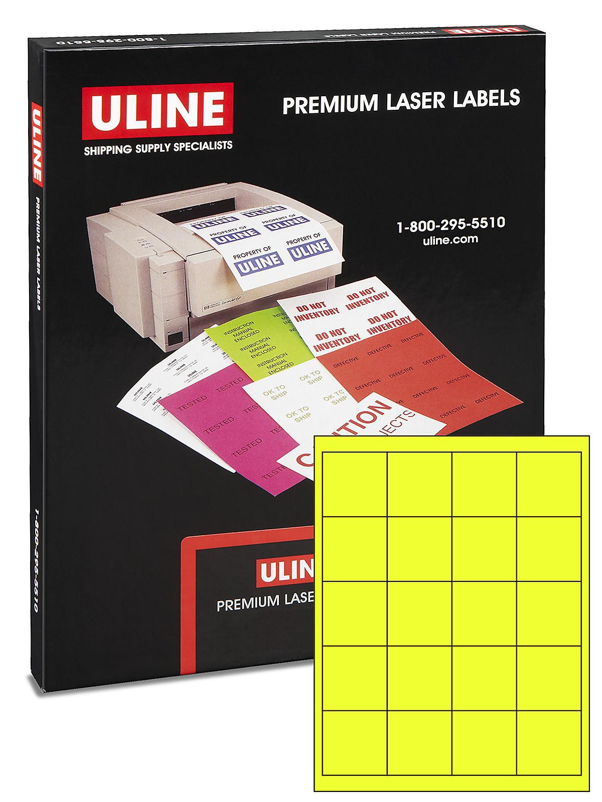 Uline Laser Labels - Fluorescent Yellow,