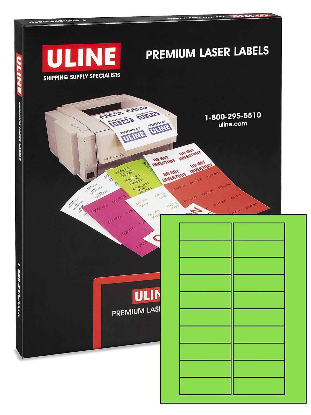 Uline Laser Labels - Fluorescent Green,