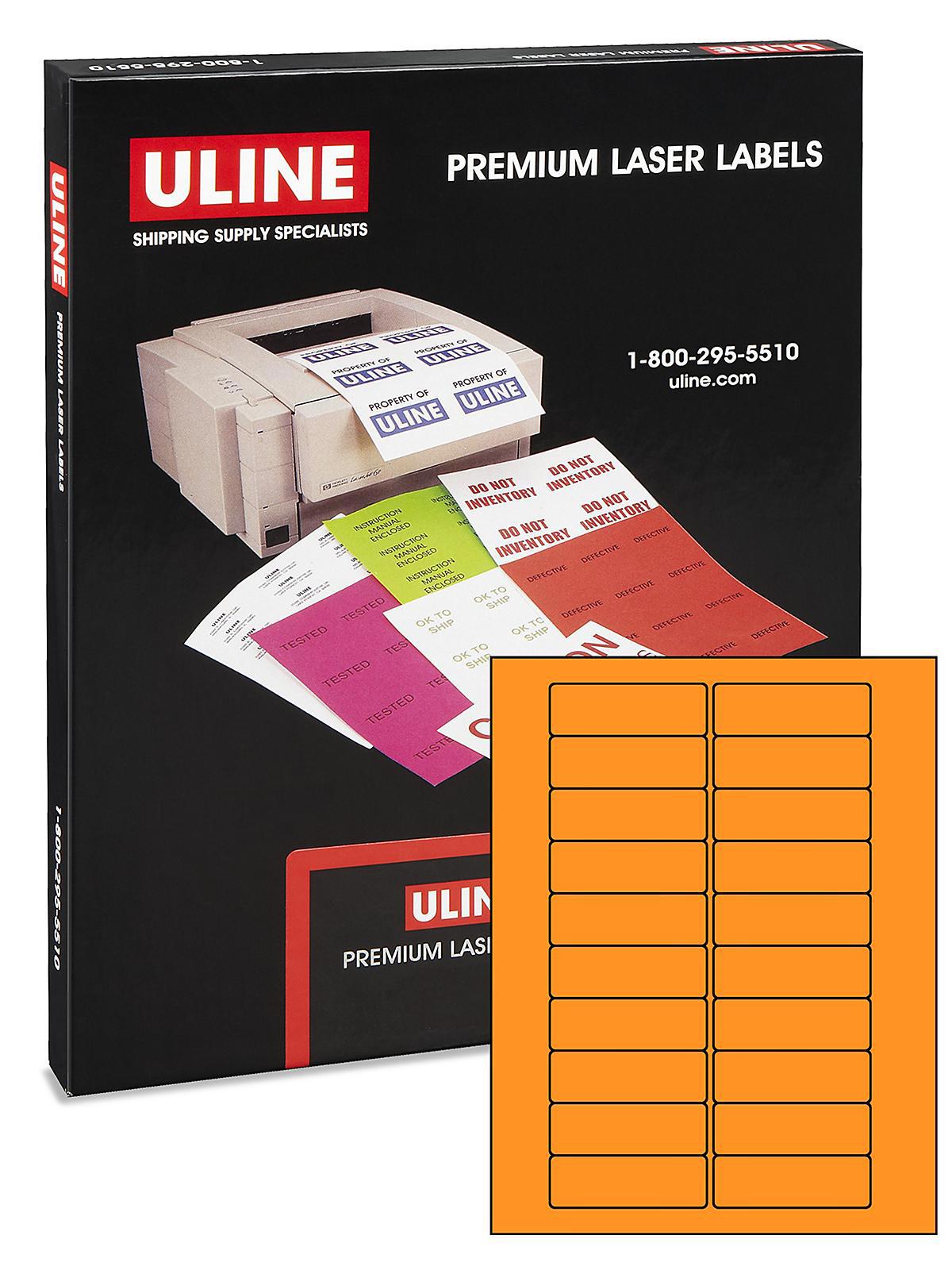 Uline Laser Labels - Fluorescent Orange,