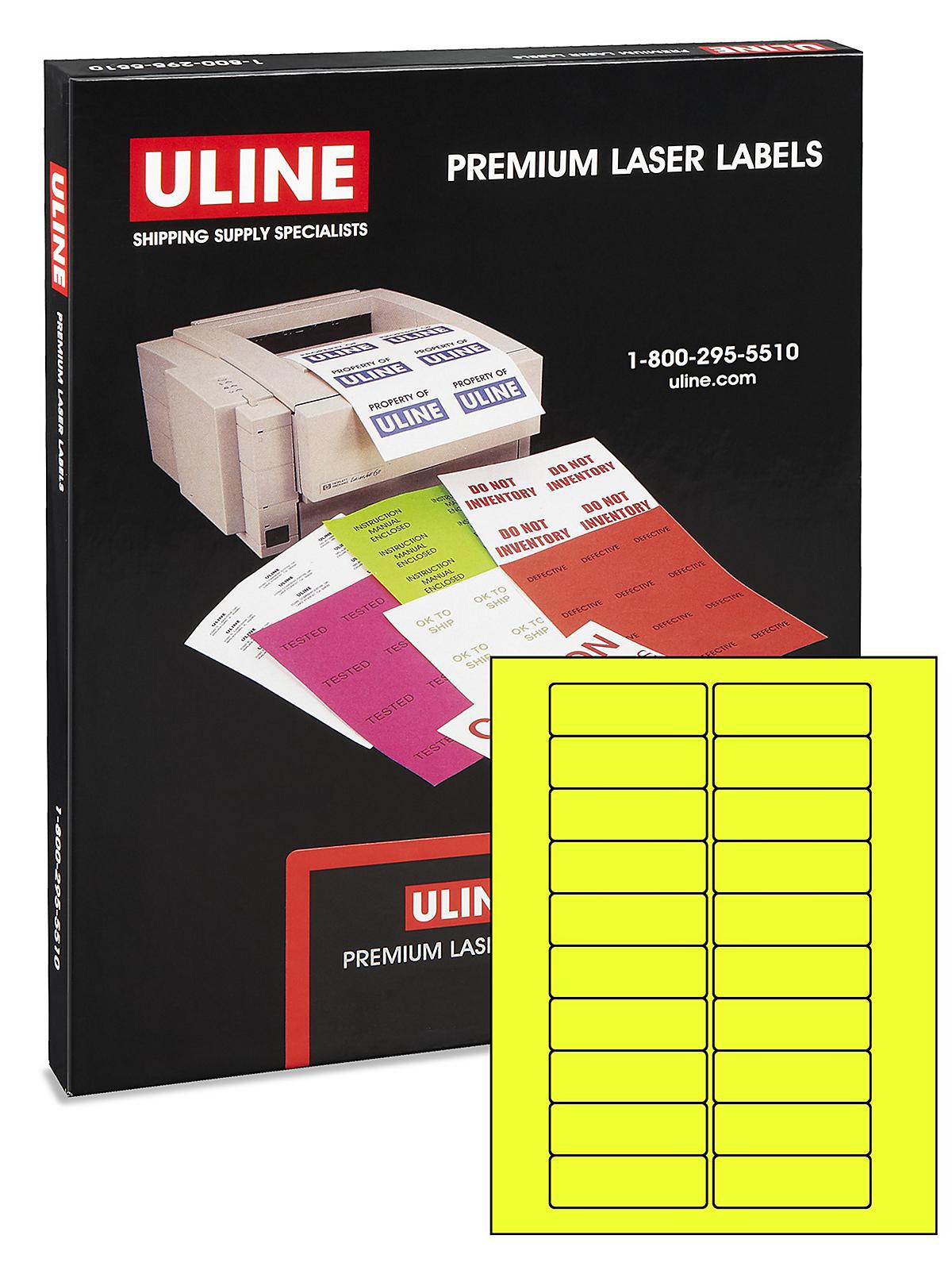 Uline Laser Labels - Fluorescent Yellow,