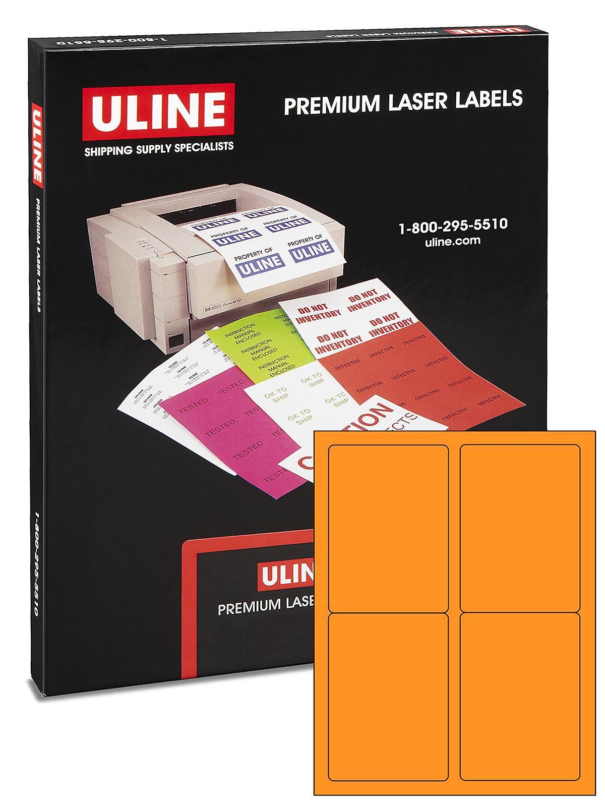Uline Laser Labels - Fluorescent Orange,