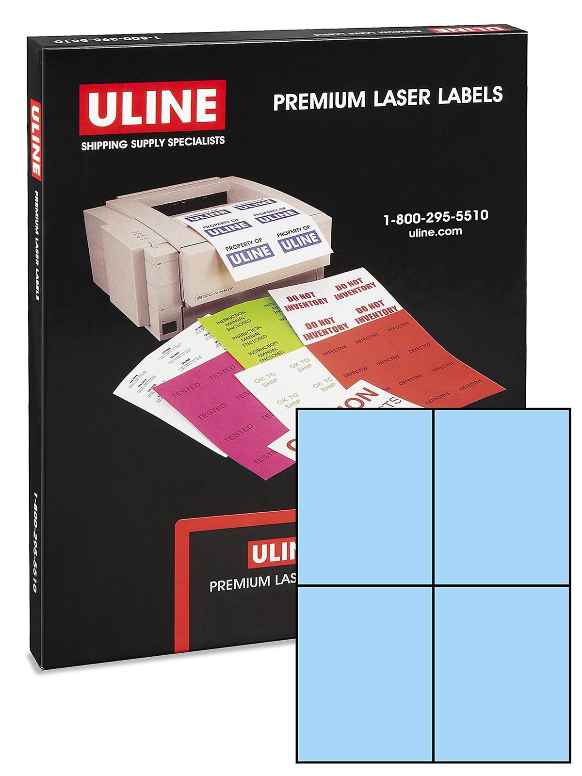 Uline Laser Labels - Pastel Blue, 4 1 4