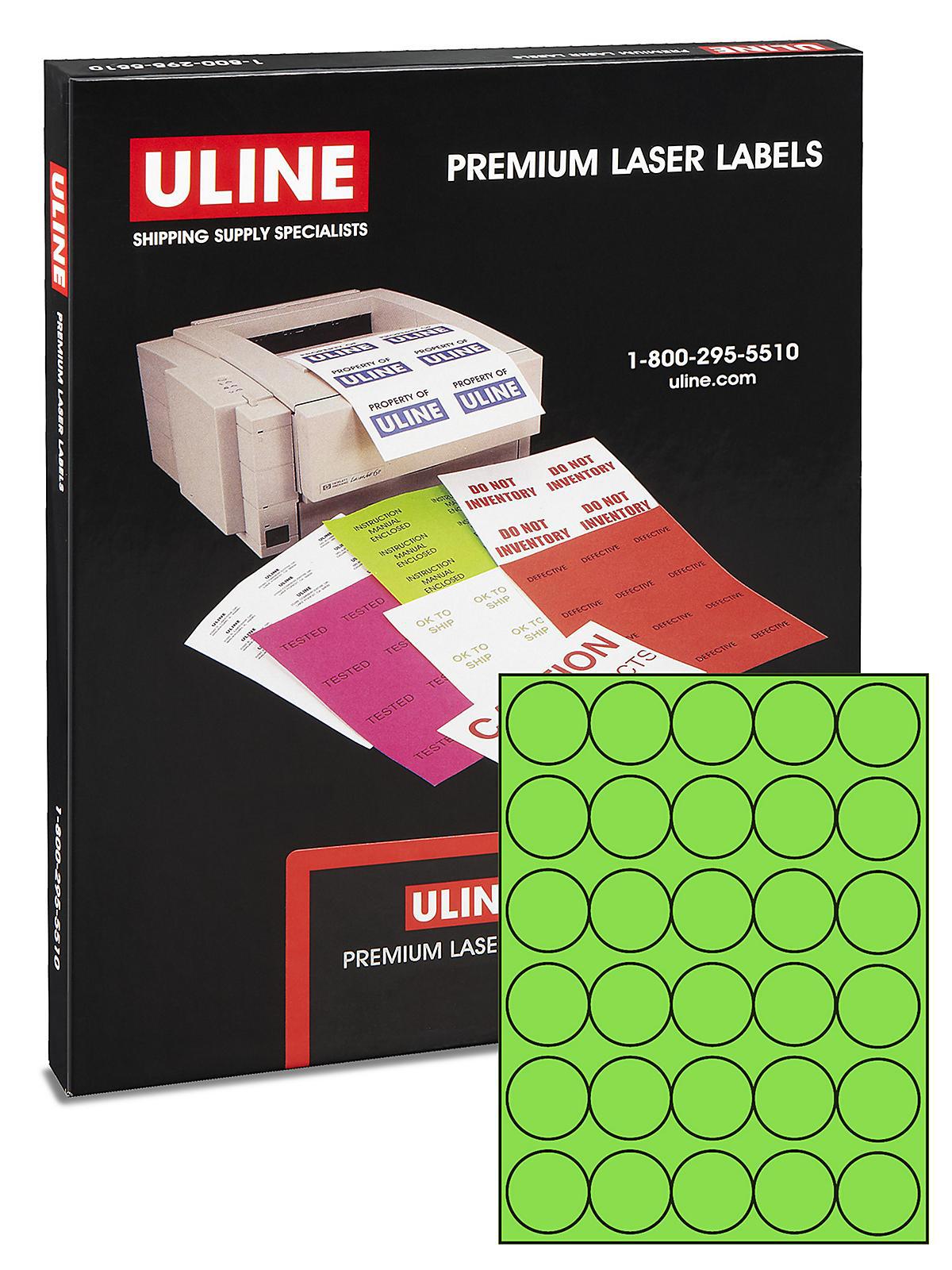 Uline Circle Laser Labels - Fluorescent