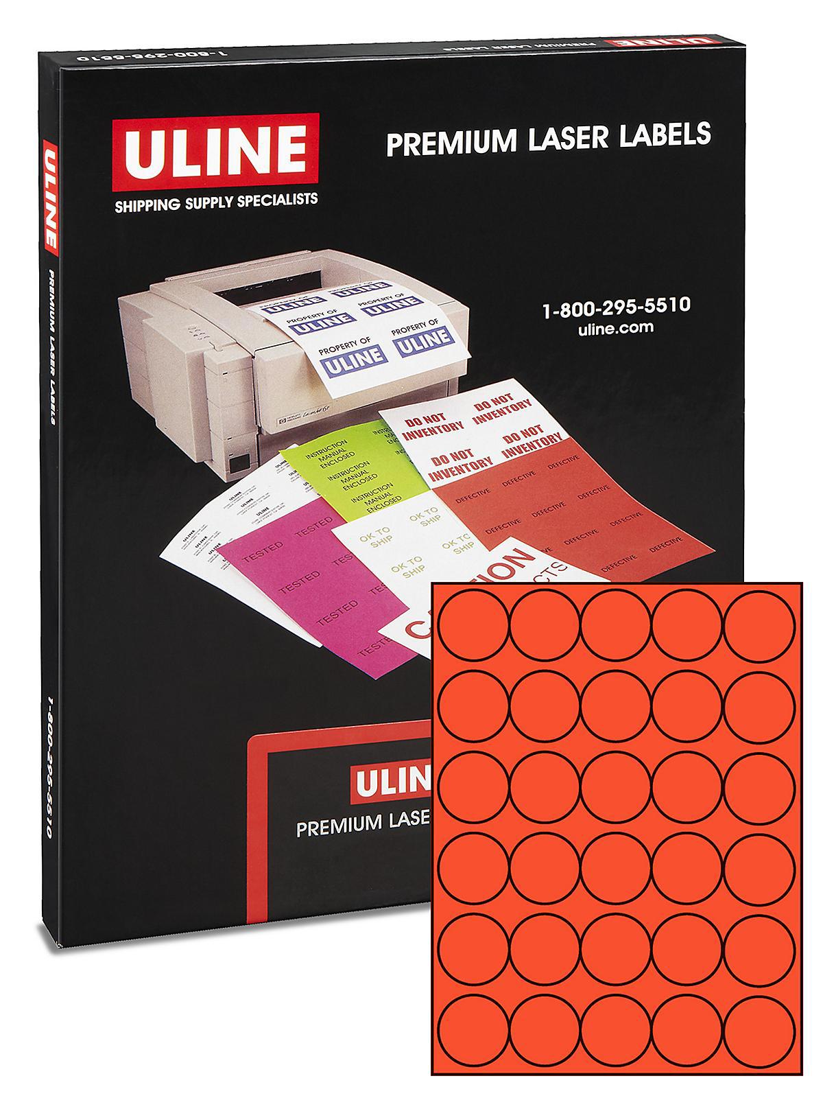 Uline Circle Laser Labels - Fluorescent