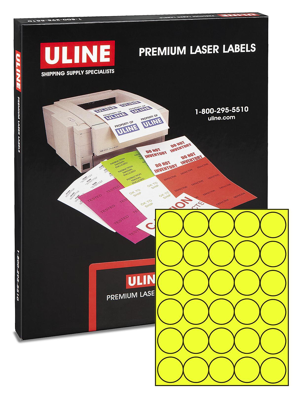 Uline Circle Laser Labels - Fluorescent