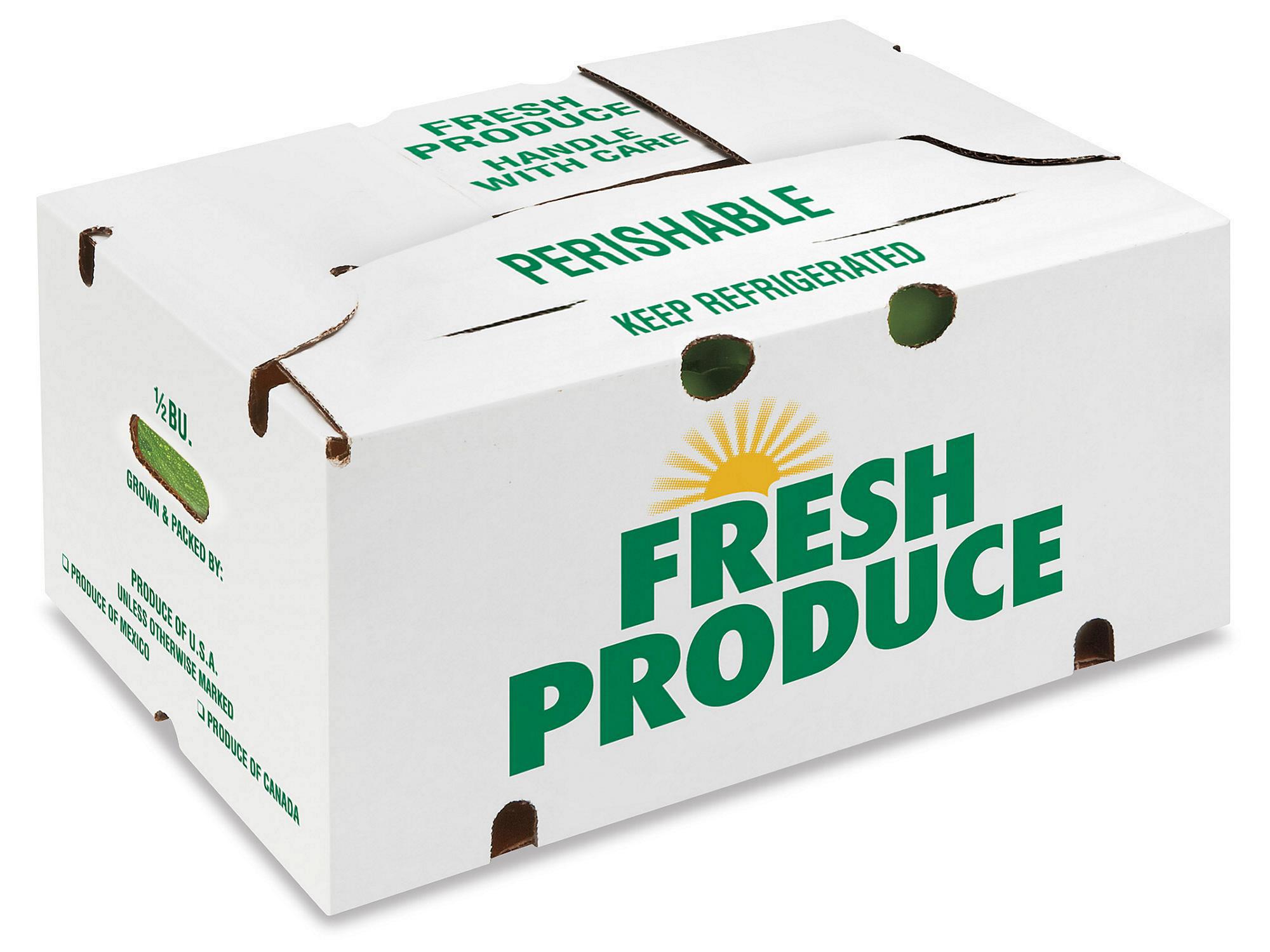 Wax Produce Boxes - 1 2 Bushel. Sold in