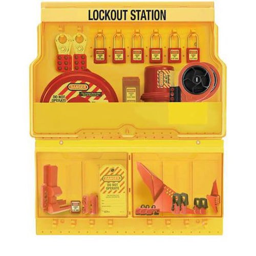 Electrical & Valve Lockout Station: Equipped, 32 Max Locks, Polycarbonate Station