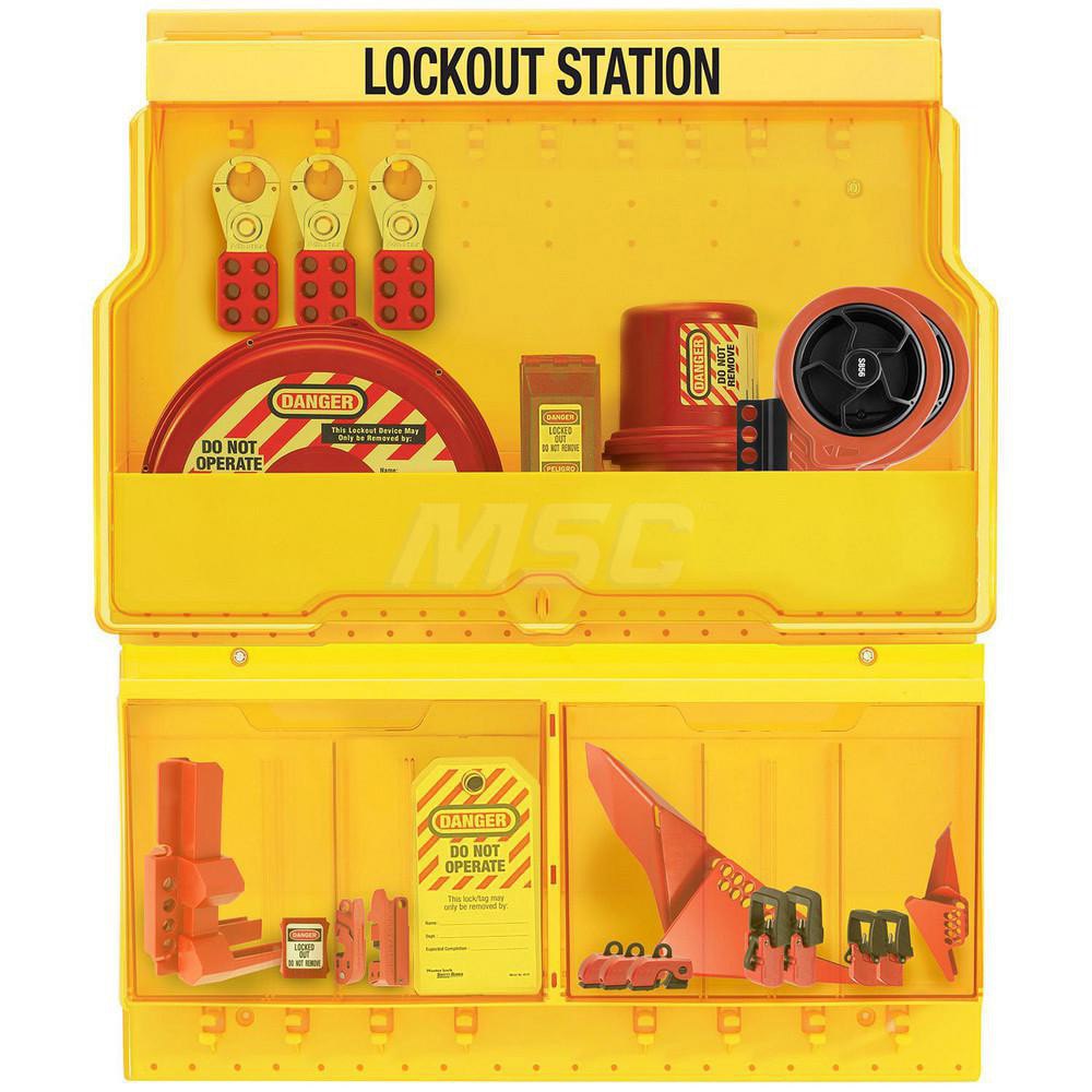 Electrical & Valve Lockout Station: Equipped, 32 Max Locks, Polycarbonate Station