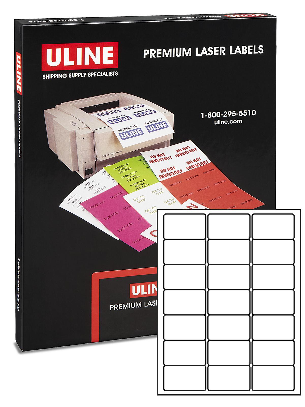 Uline Laser Labels - White, 2 1 2 x 1 1