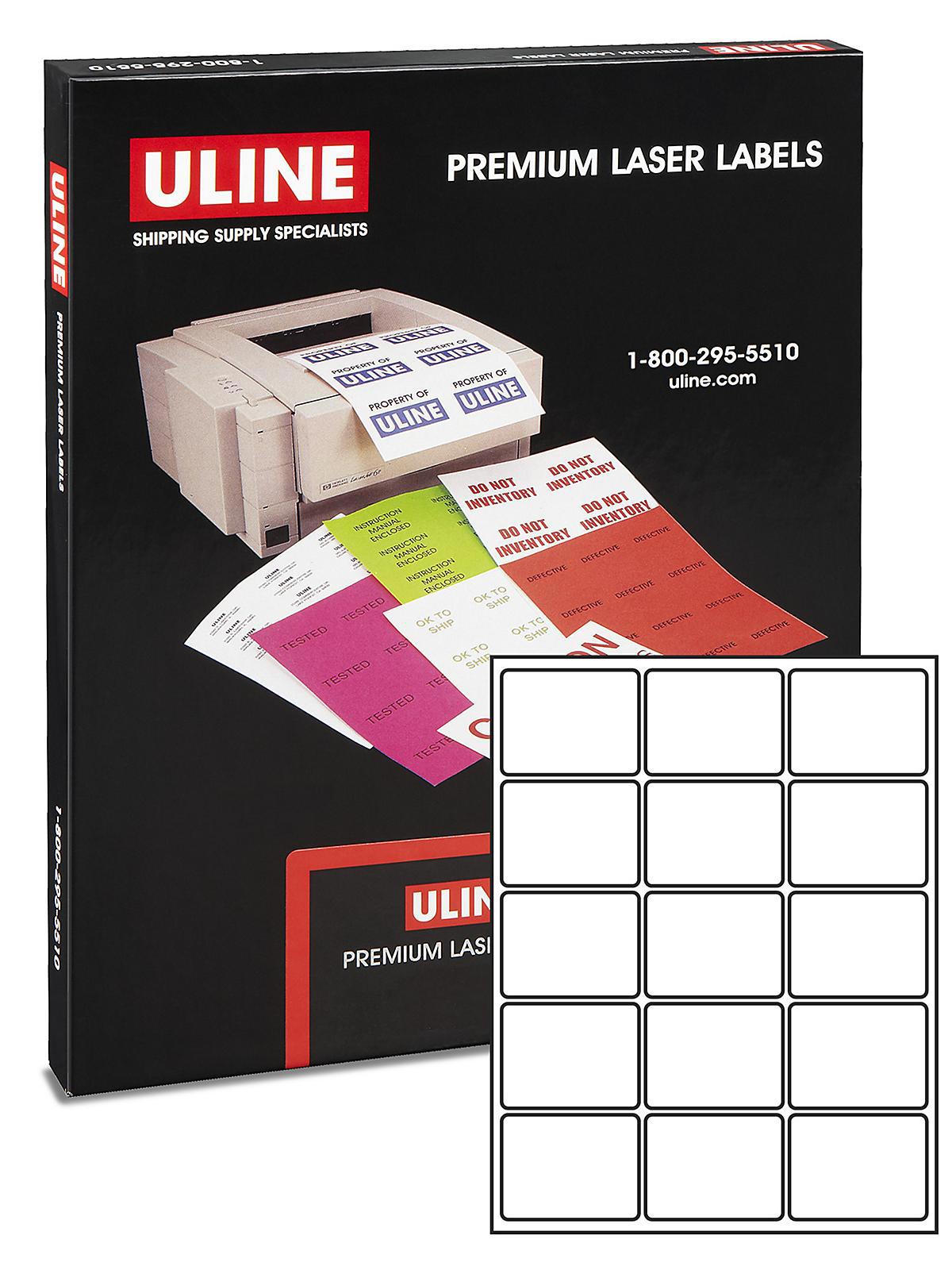 Uline Laser Labels - White, 2 5 8 x 2