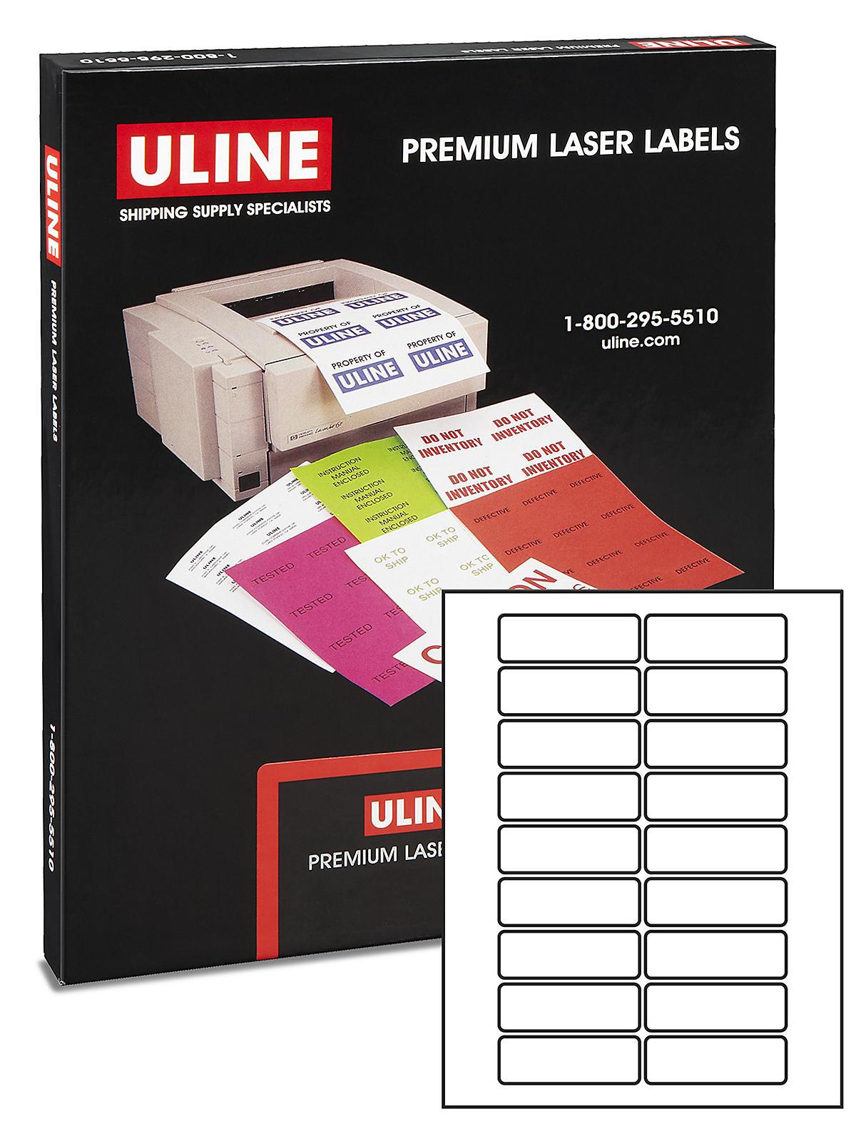 Uline Laser Labels - White, 3 x 1