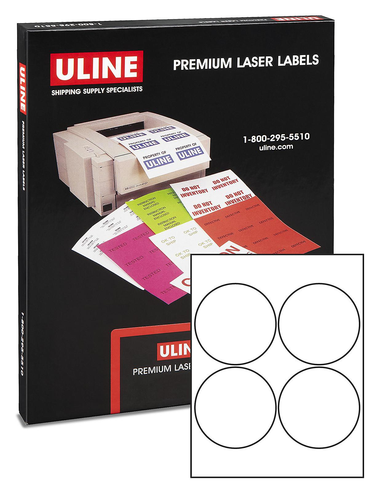 Uline Circle Laser Labels - White, 4