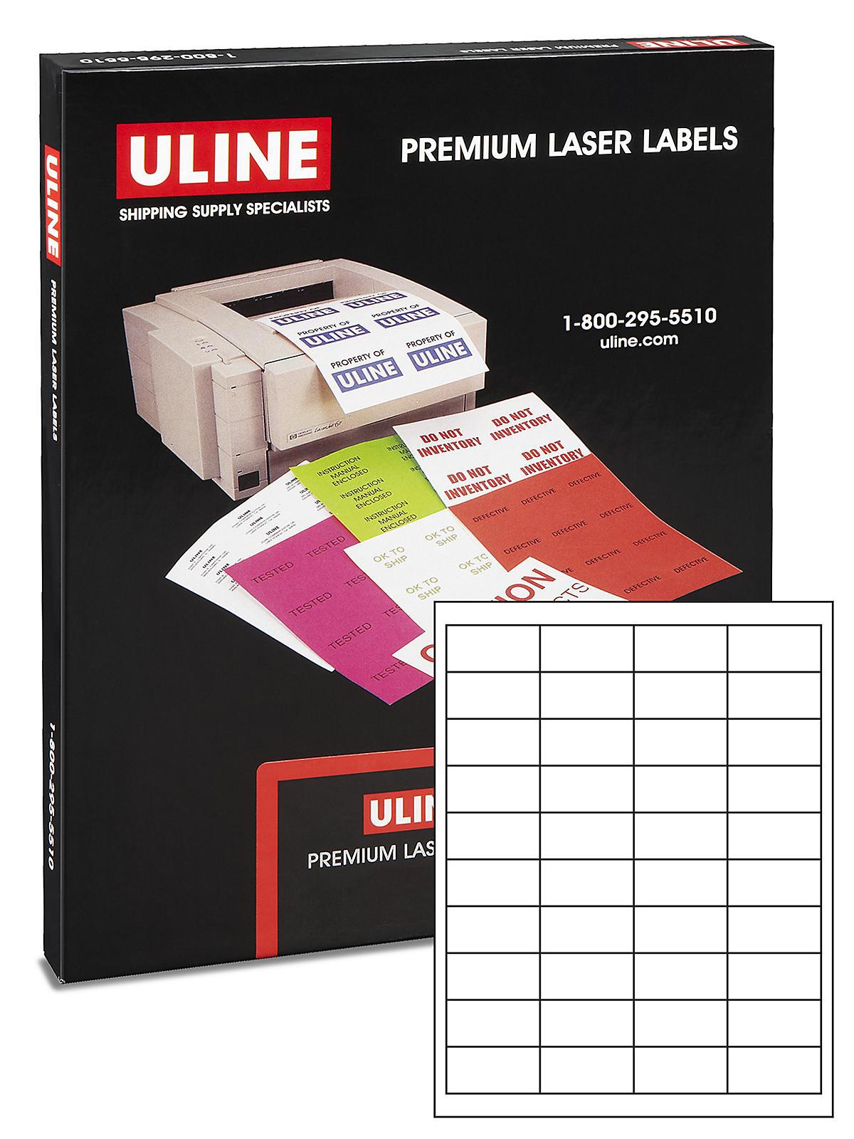 Uline Laser Labels - White, 2 x 1