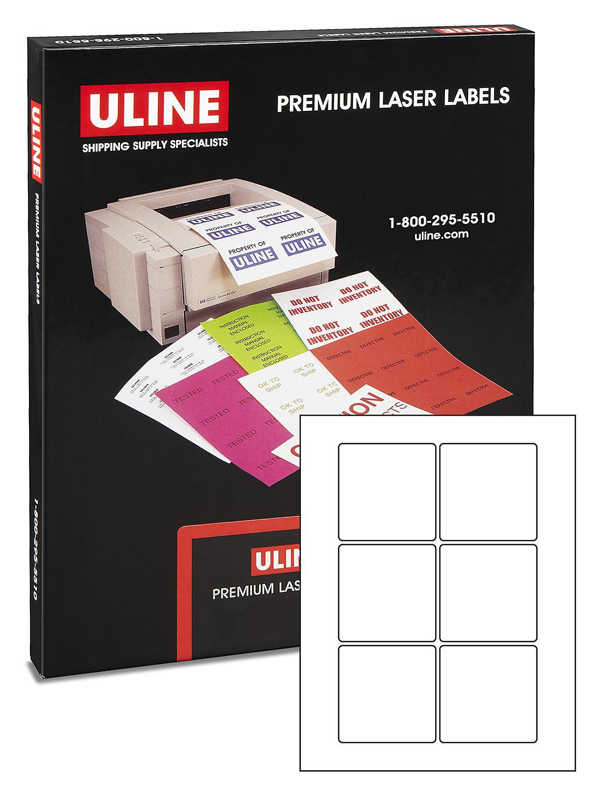Uline Laser Labels - White, 3 x 3
