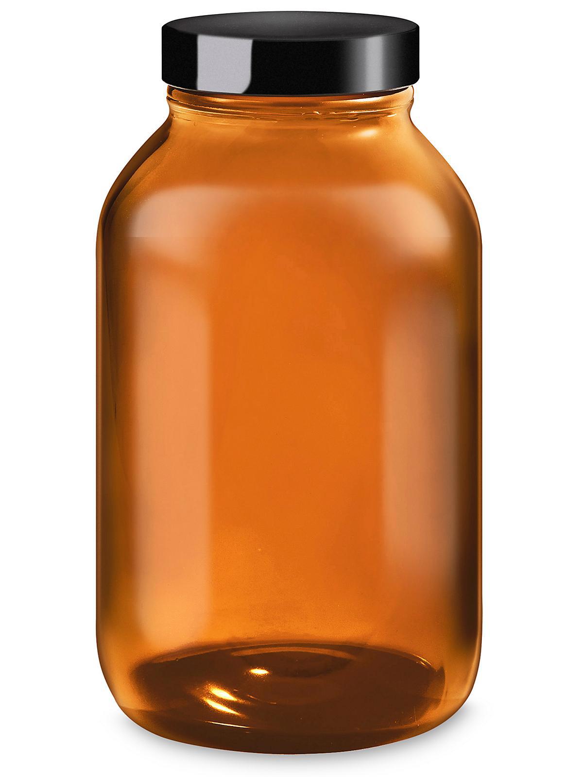 Amber Wide-Mouth Glass Jars - 16 oz. Sol