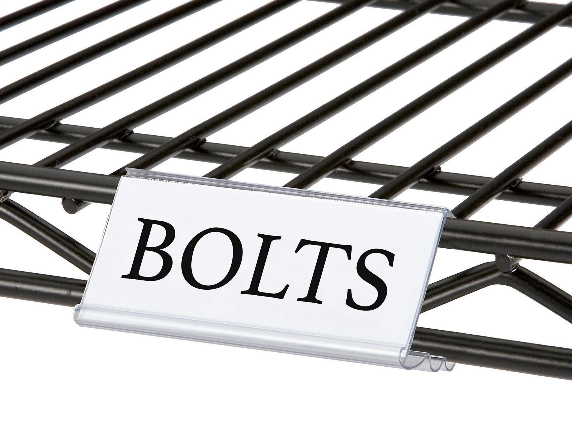 Angled Wire Shelving Label Holders with