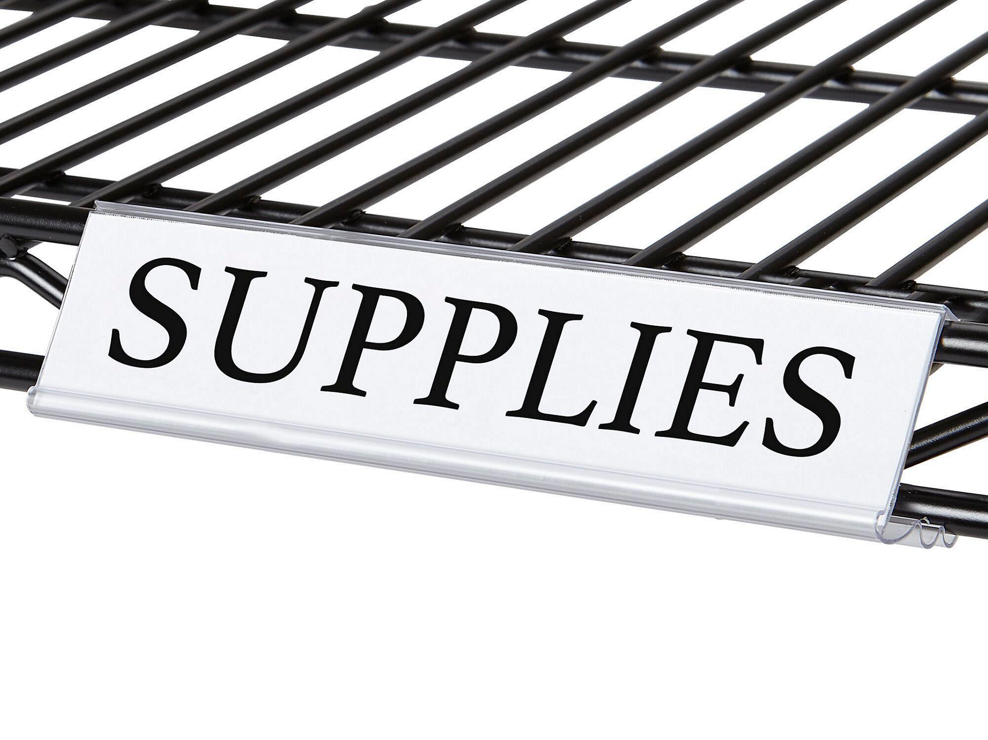 Angled Wire Shelving Label Holders with