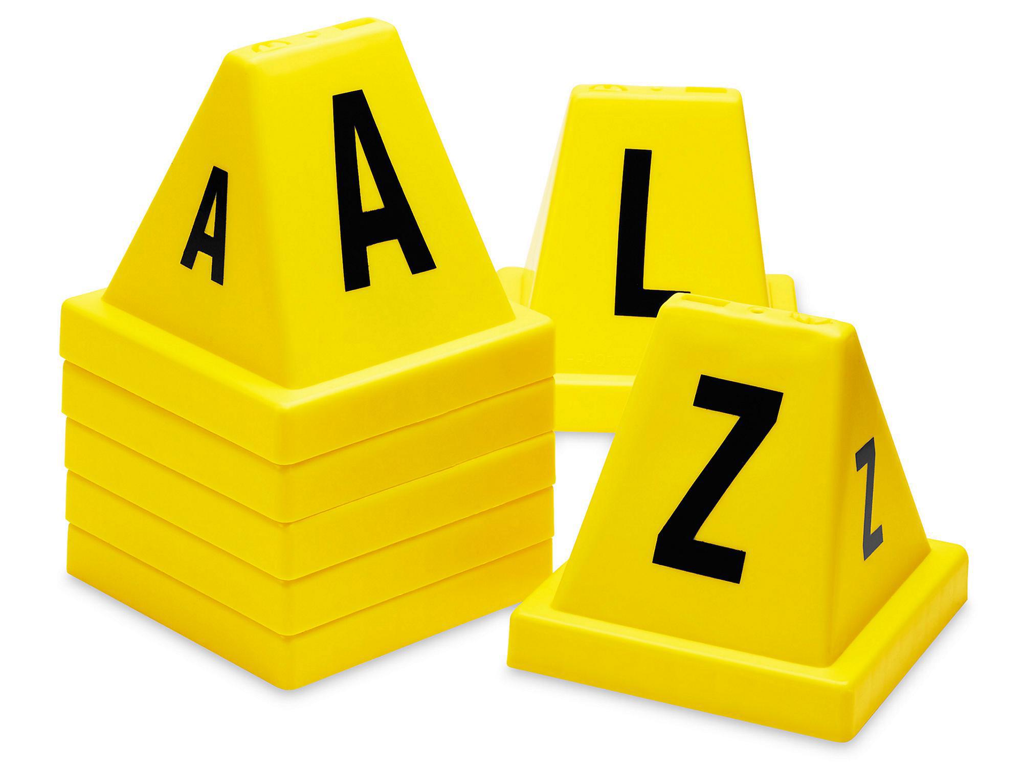 Lettered Cones - A-Z, Yellow. Sold in mu