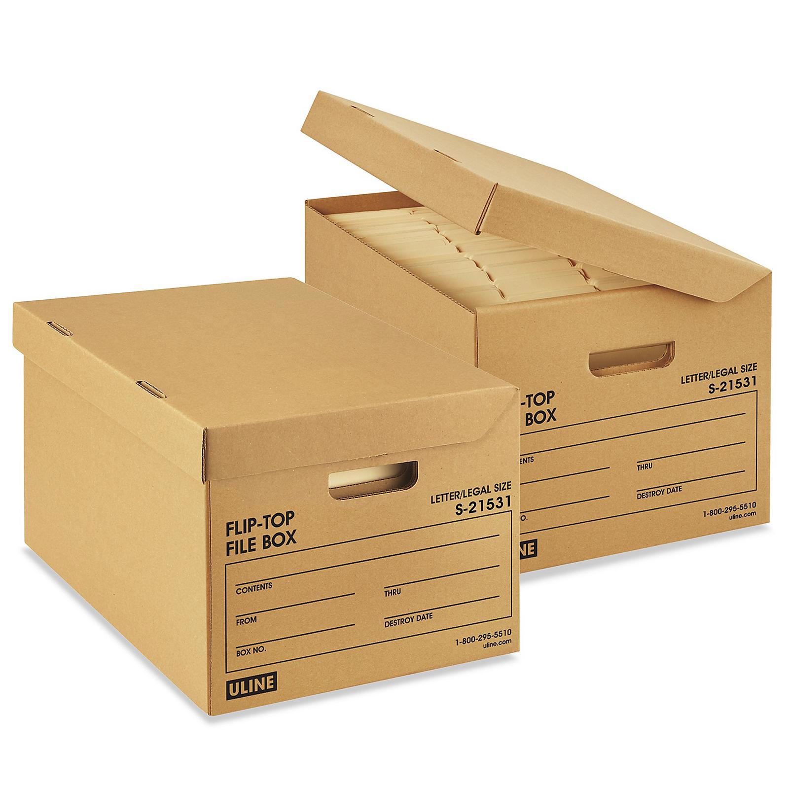 Flip-Top Storage File Boxes - 15 x 12 x