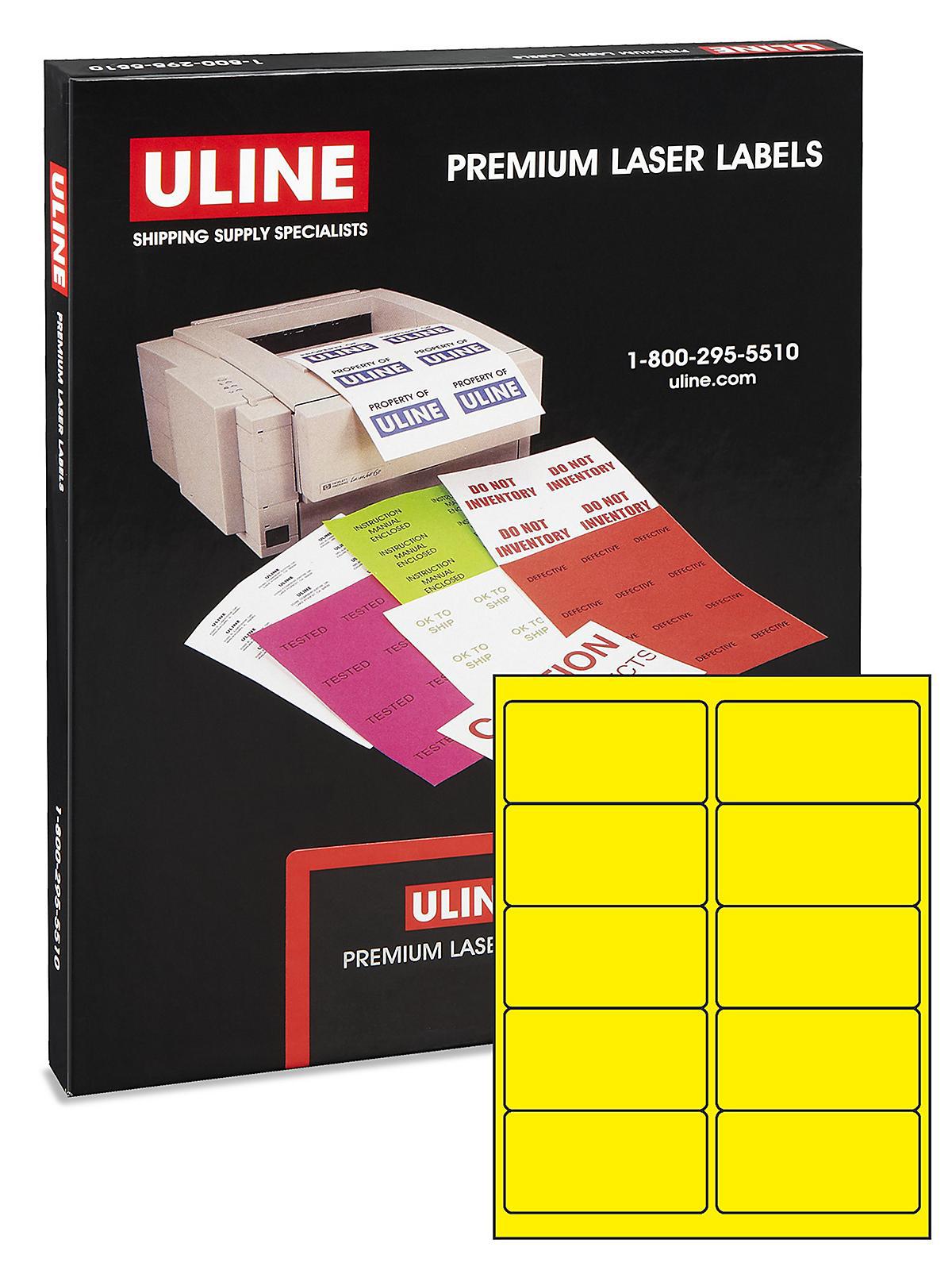 Uline True Color Laser Labels - Yellow,