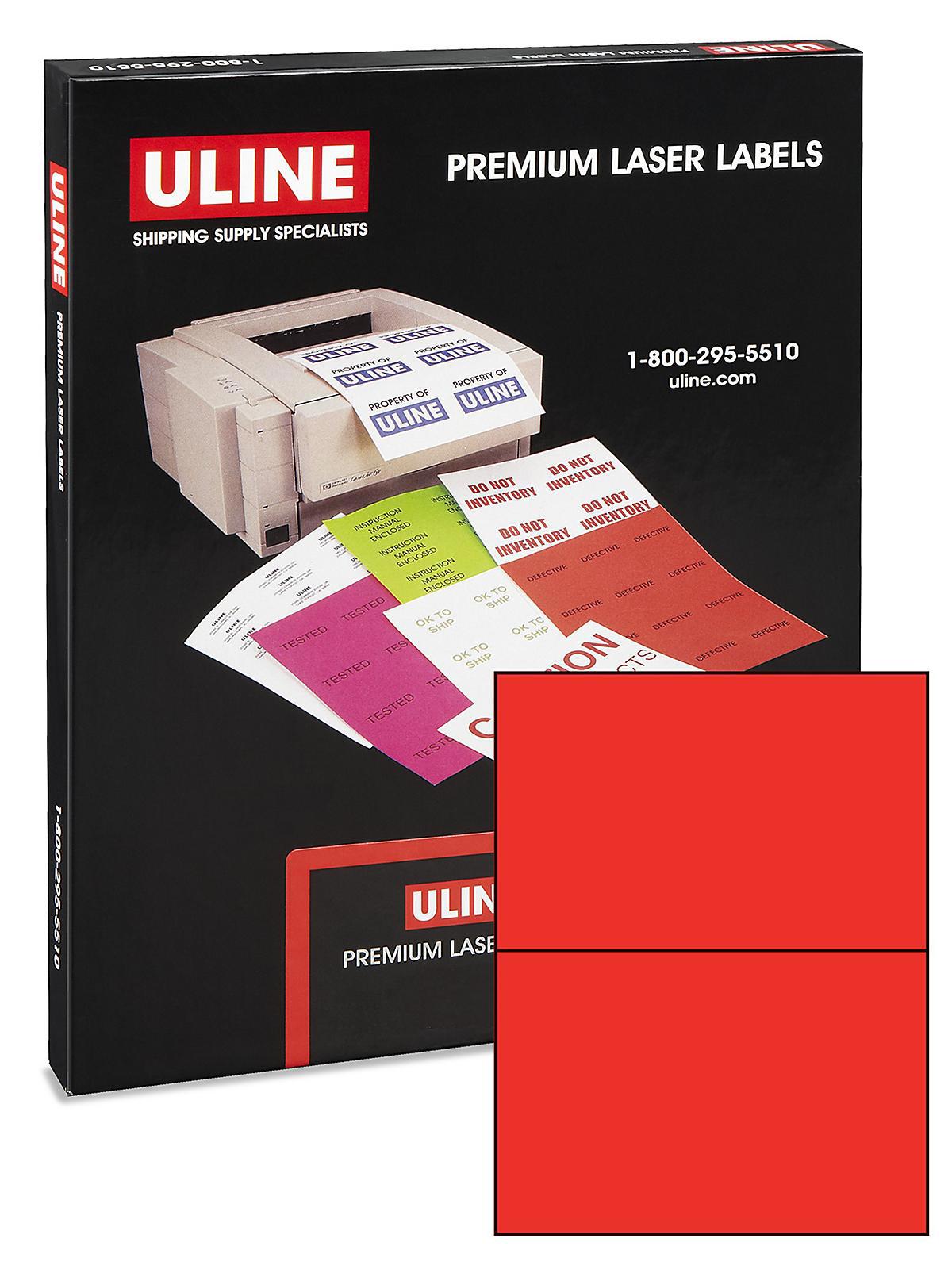 Uline True Color Laser Labels - Red, 8 1