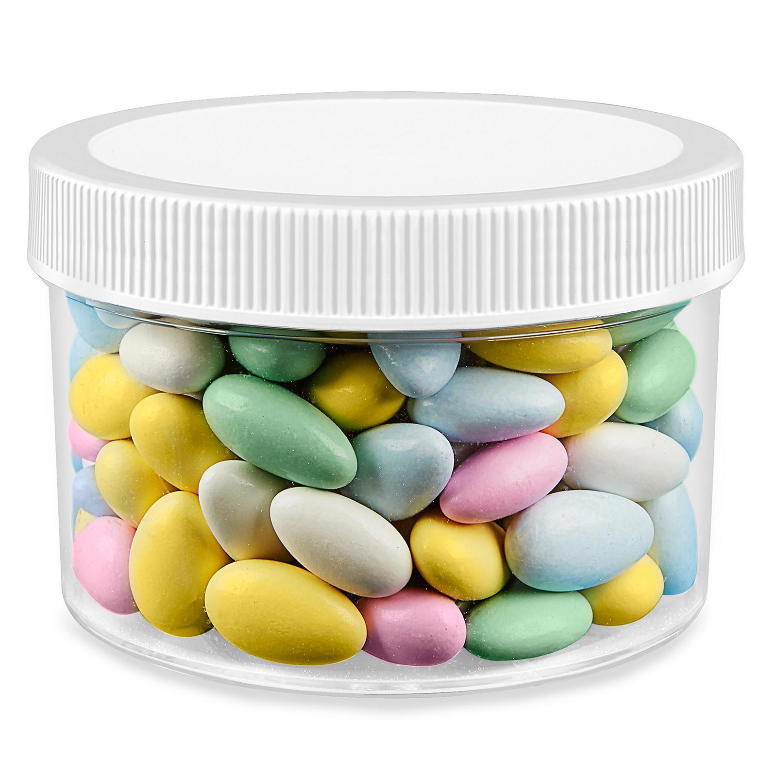 Clear Round Wide-Mouth Plastic Jars - 24