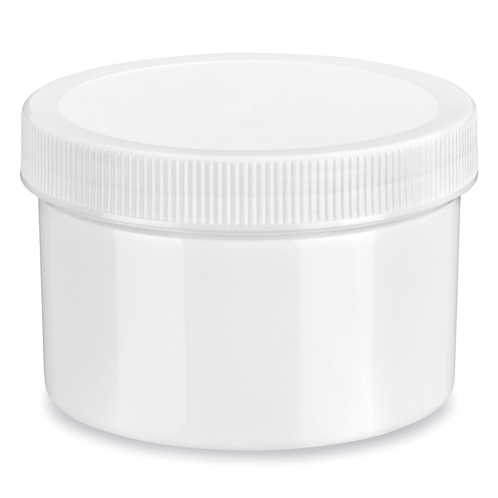 White Round Wide-Mouth Plastic Jars - 24