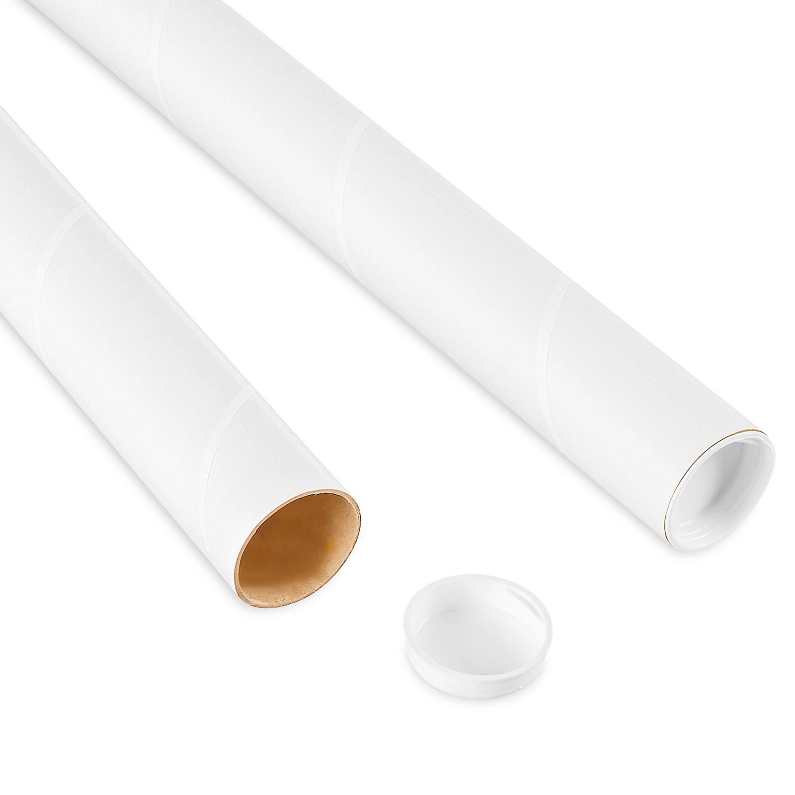 White Tubes with End Caps - 1 1 2 x 48