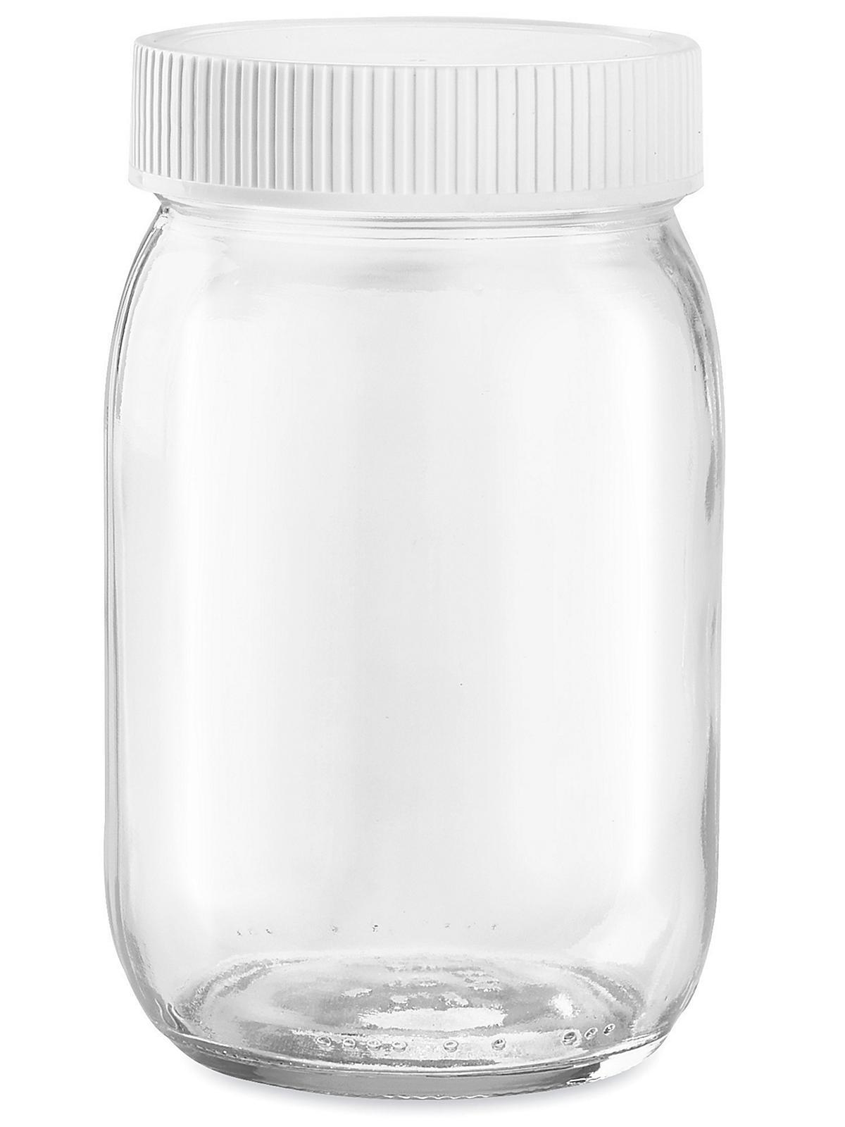 Wide-Mouth Glass Jars - 16 oz, Plastic C