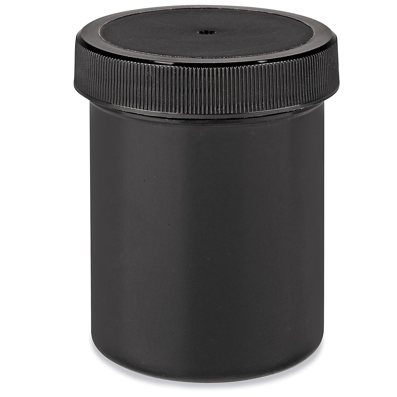 Black Round Wide-Mouth Plastic Jars Bulk