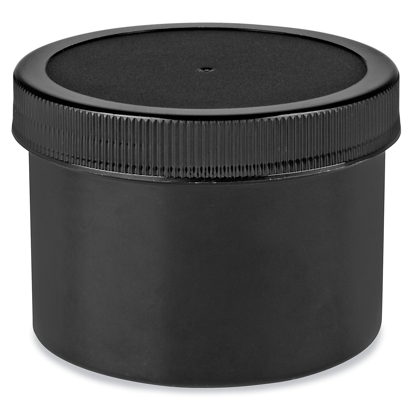 Black Round Wide-Mouth Plastic Jars - 8