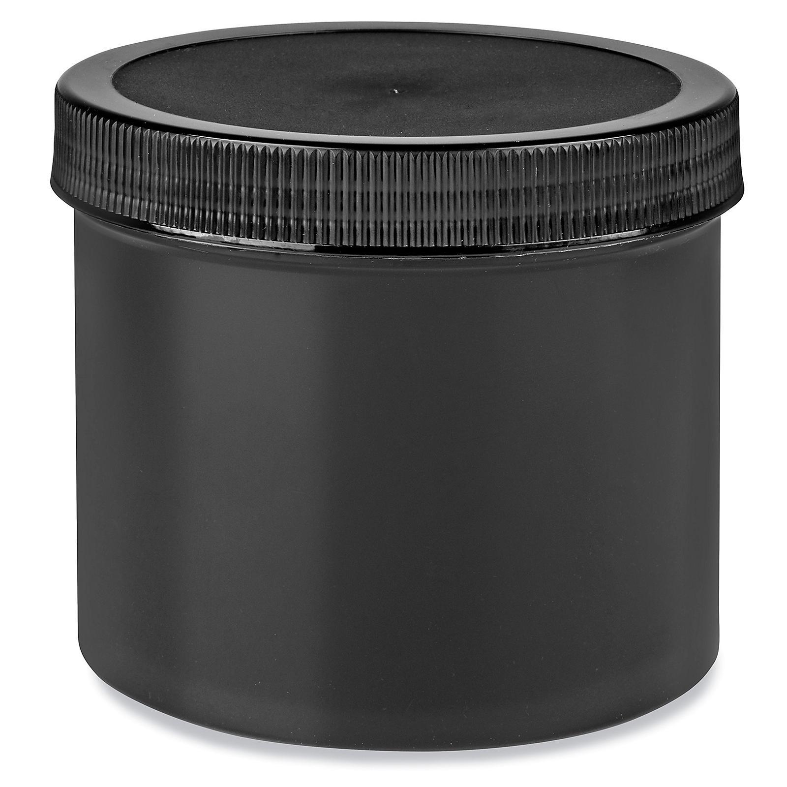 Black Round Wide-Mouth Plastic Jars - 32