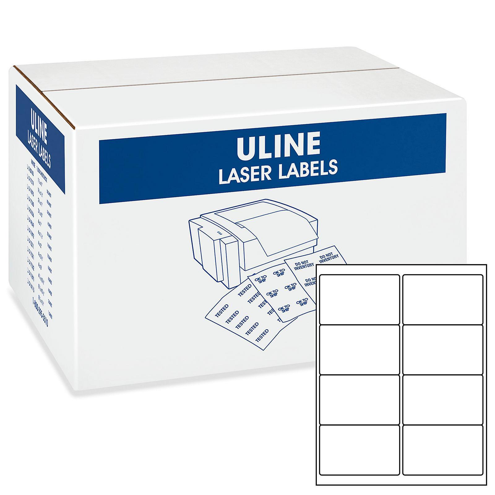 Uline Laser Labels Bulk Pack - White, 4