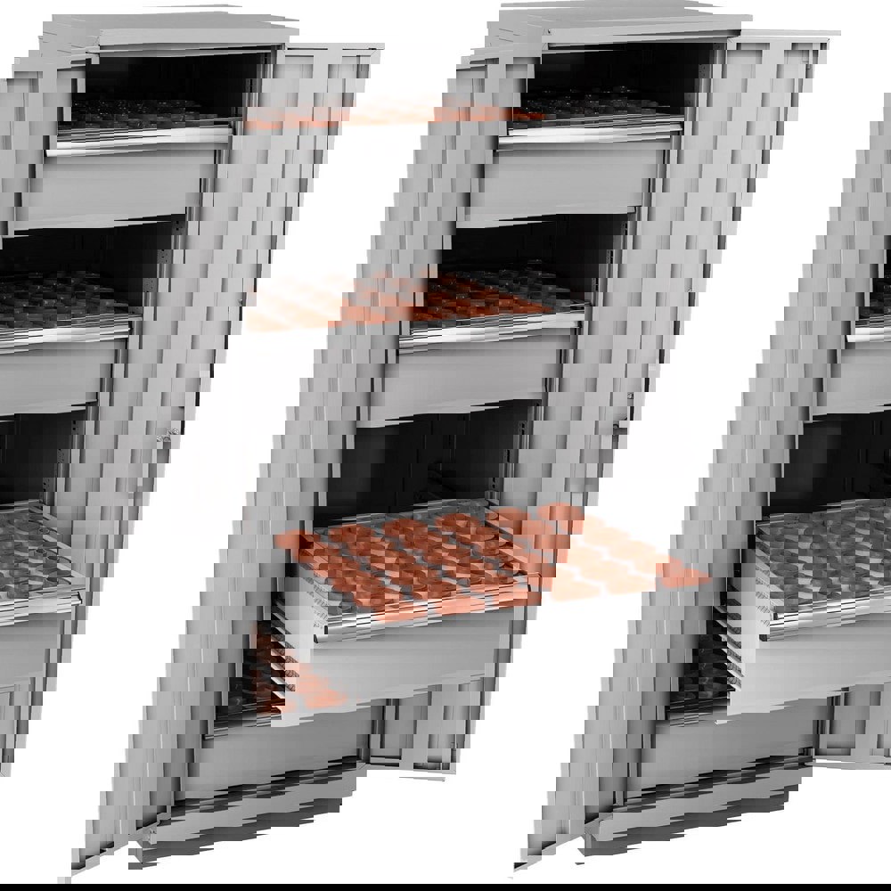 CNC Storage Cabinets; Cabinet Type: Modular ; Taper Size: 40 ; Number Of Doors: 2.000 ; Number Of Drawers: 4.000 ; Color: Light Gray ; Material: Steel