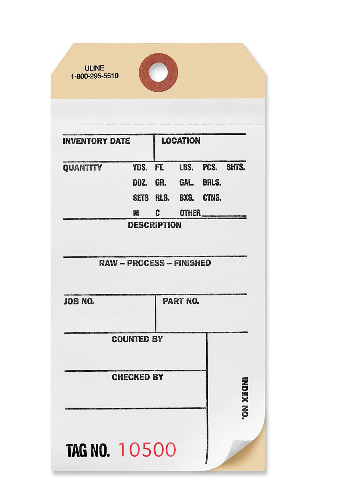 2-Part Inventory Tags - Carbonless, #105