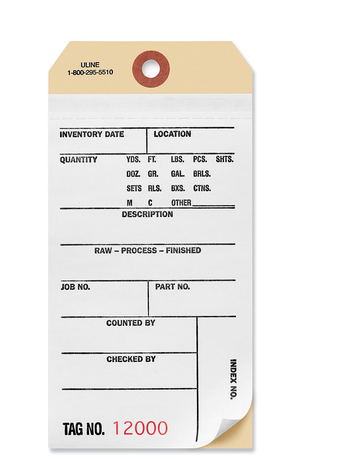 2-Part Inventory Tags - Carbonless, #120
