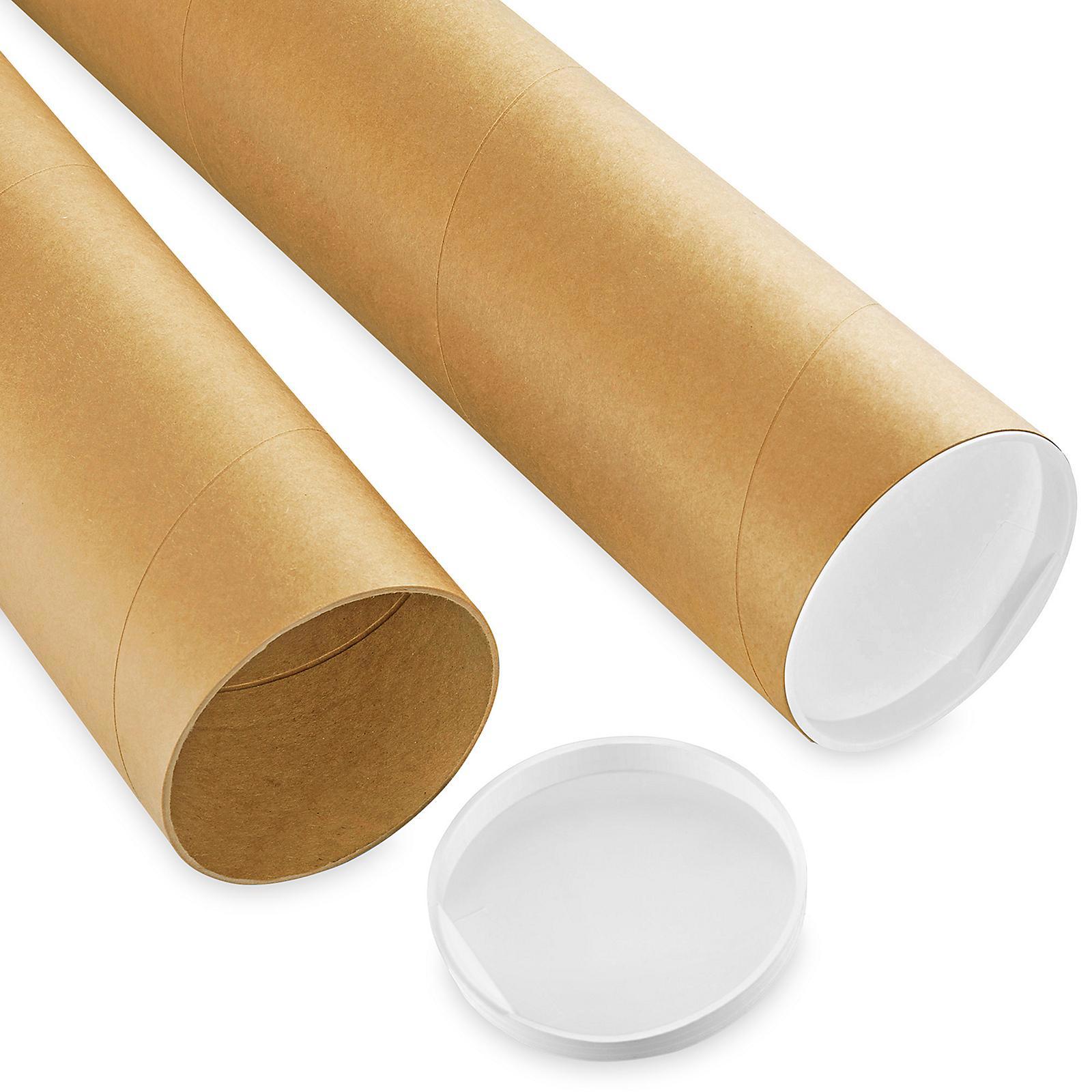 Kraft Mailing Tubes with End Caps - 4 x