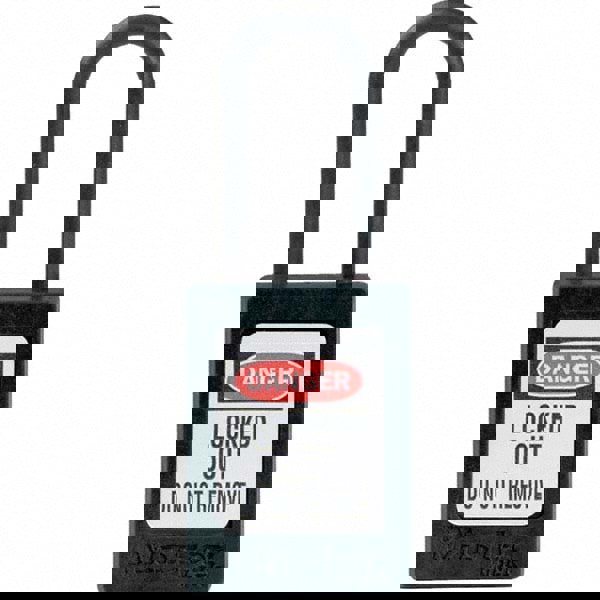 Lockout Padlock: Keyed Different, Thermoplastic, Steel Shackle, Black