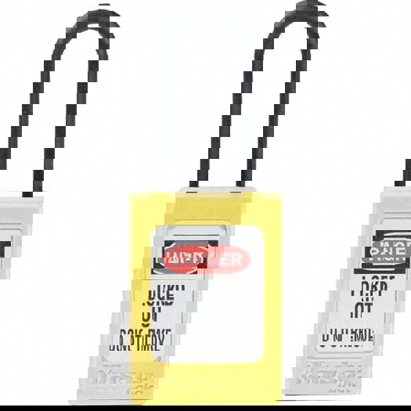 Lockout Padlock: Keyed Different, Thermoplastic, Steel Shackle, Yellow