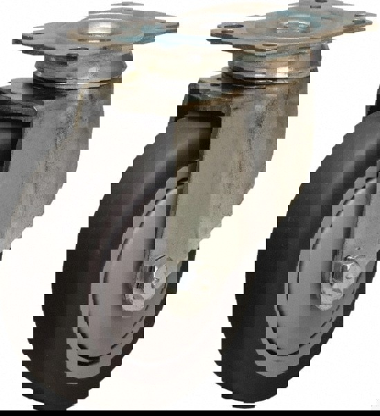 Swivel Top Plate Caster: Rubber Mold on Polyolefin, 4