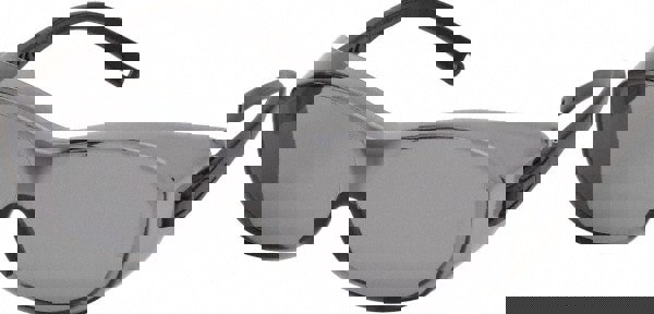 Safety Glasses: Scratch-Resistant, Polycarbonate, Gray Lenses, Frameless