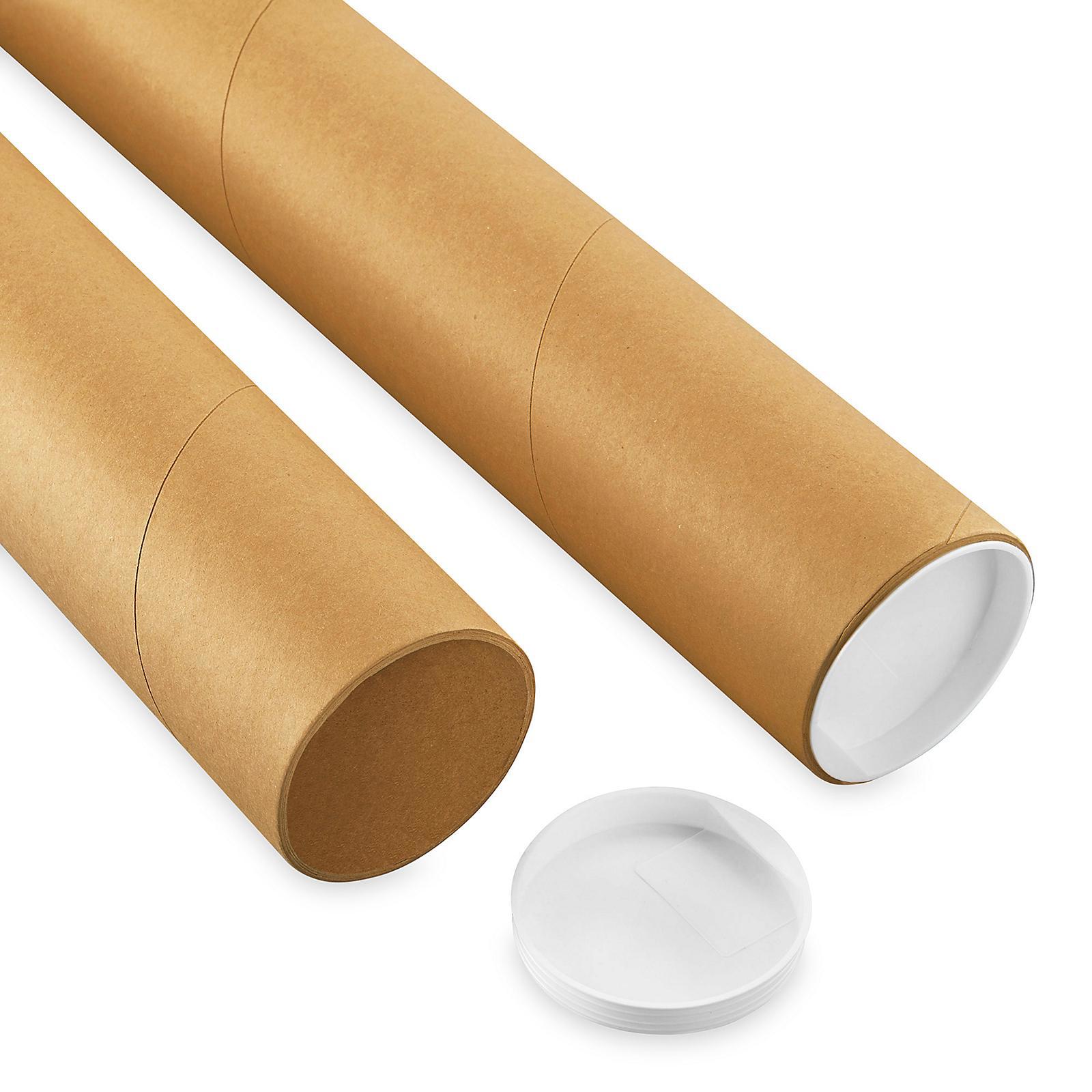 Kraft Mailing Tubes with End Caps - 3 x