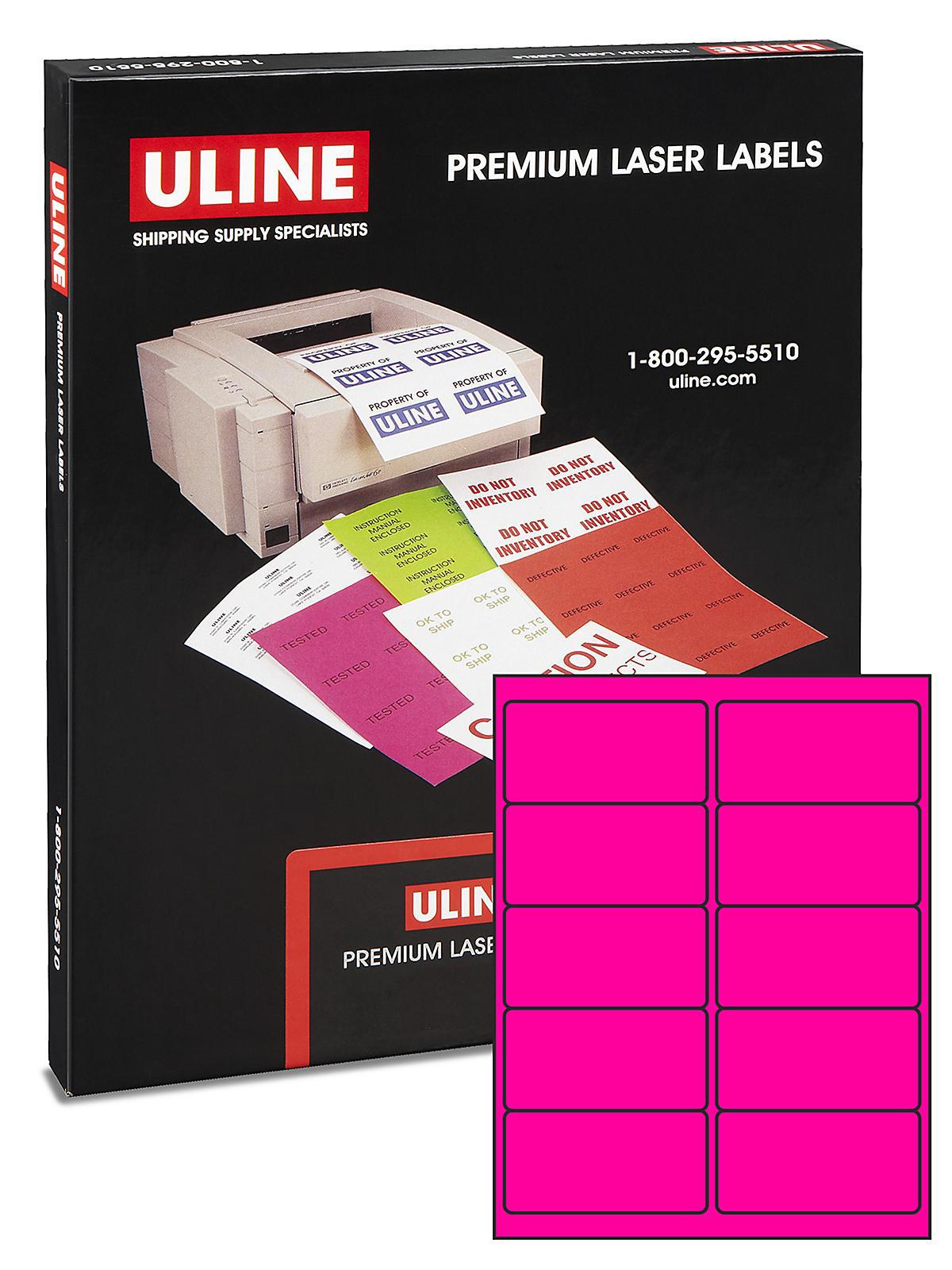 Uline Laser Labels - Fluorescent Pink, 4
