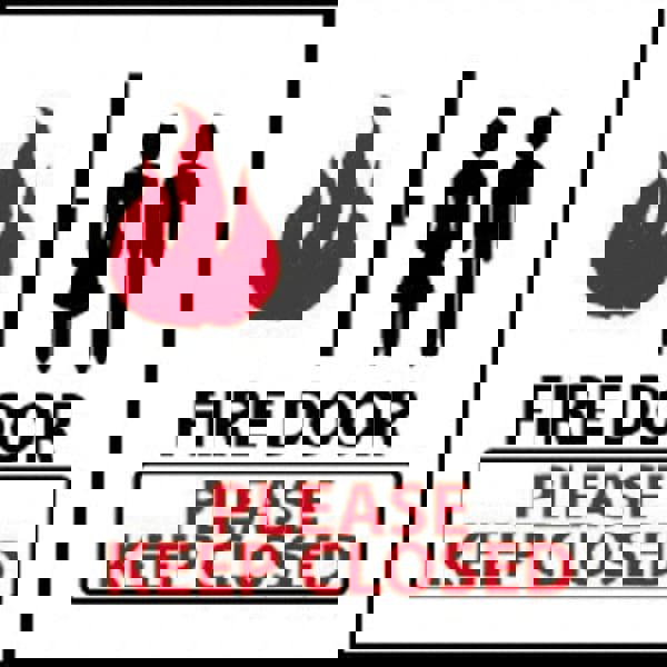 Fire Door - Please Keep Closed, Pressure Sensitive Vinyl Fire Sign