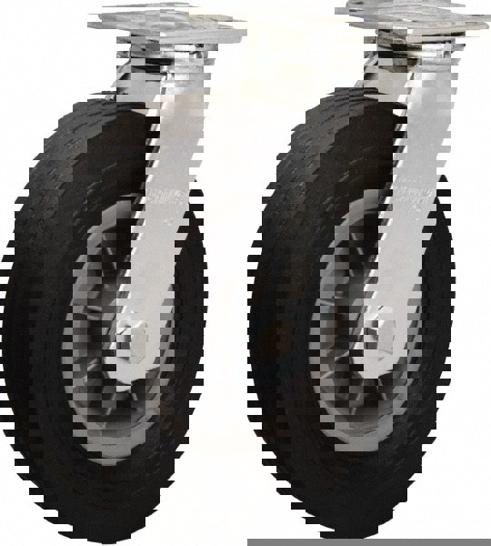 Swivel Top Plate Caster: Rubber, 8
