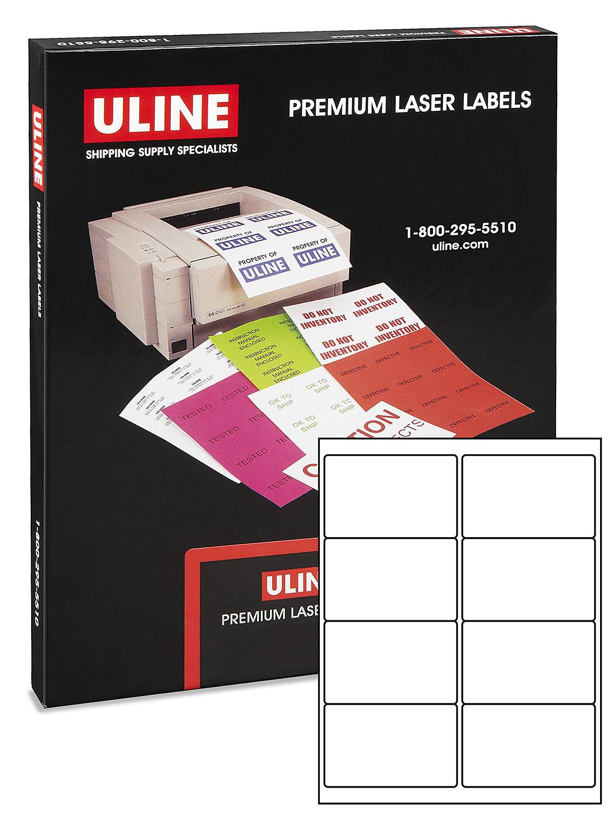 Uline Laser Labels - White, 4 x 2 1 2