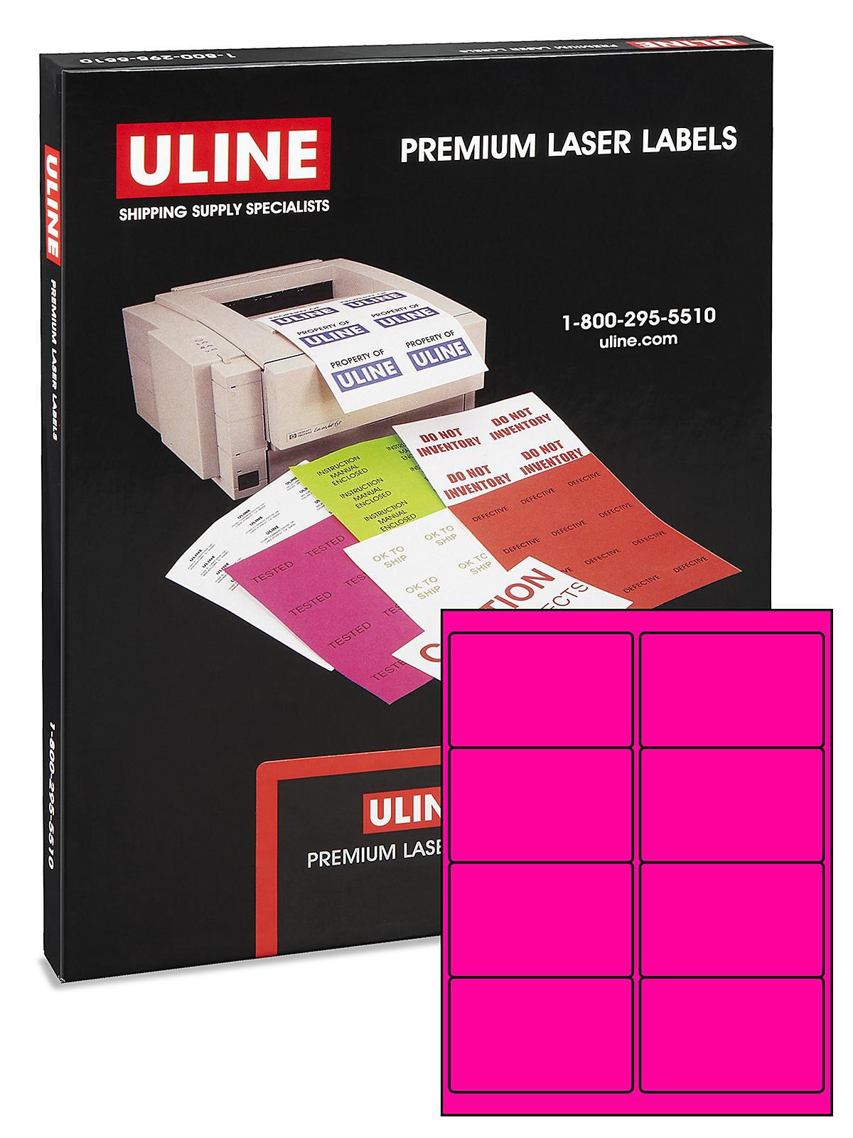 Uline Laser Labels - Fluorescent Pink, 4