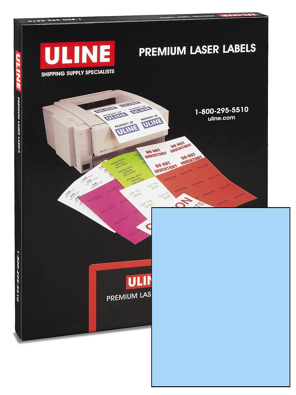 Uline Laser Labels - Pastel Blue, 8 1 2