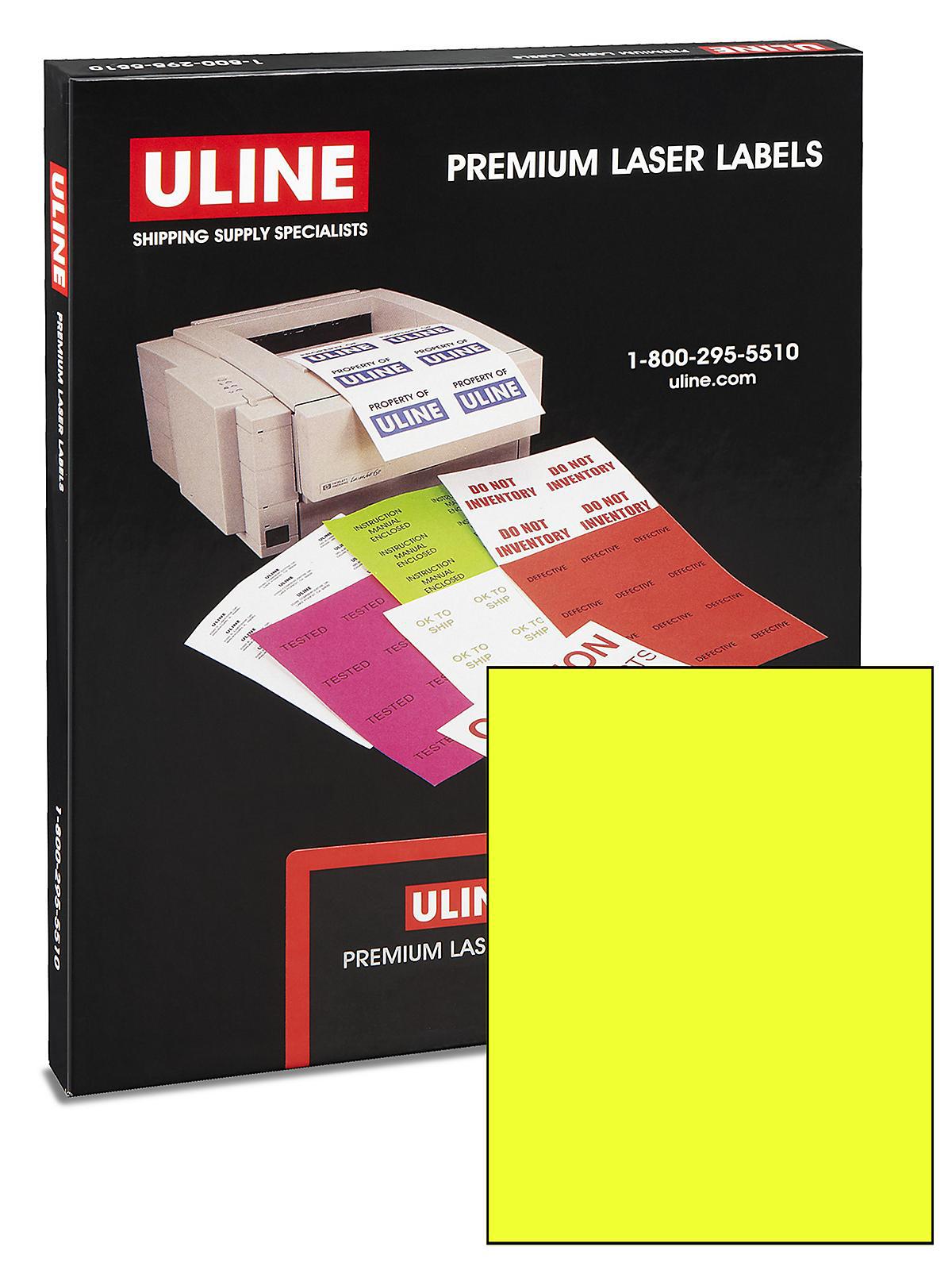 Uline Laser Labels - Fluorescent Yellow,